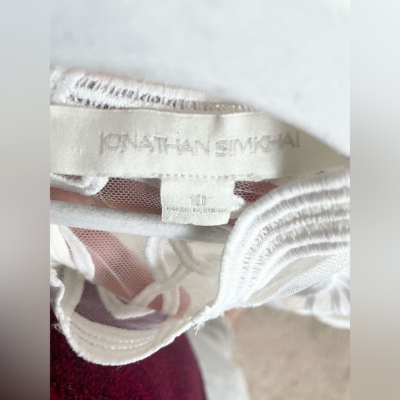 Jonathan Simkhai Ivory Truss Applique Cap Sleeve Mini Flare Dress 10 - Picture 9 of 11